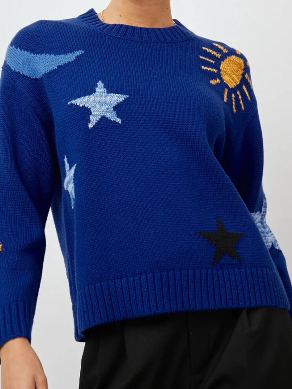 Rails Zoey Sweater Cobalt Blue Gold Galaxy Stars Celestial